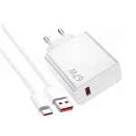 ست شارژر 67 وات شیائومی اورجینال | آداپتور GaN دو پین + کابل 6 آمپر اصلی | Turbo Charge 67W Max+ثانیه شمار - تصویر 2